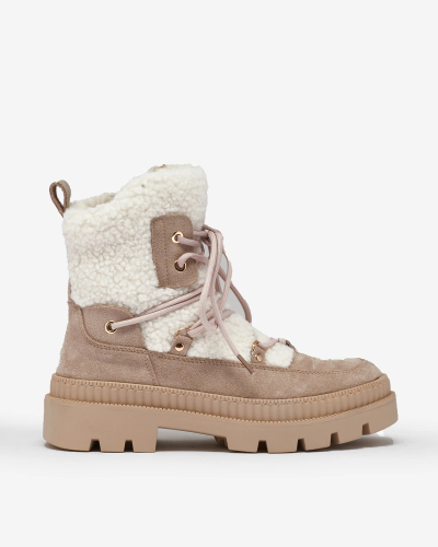 Royalfashion Светло-коричневые женские сапоги-трапперы с овчиной Getatsa