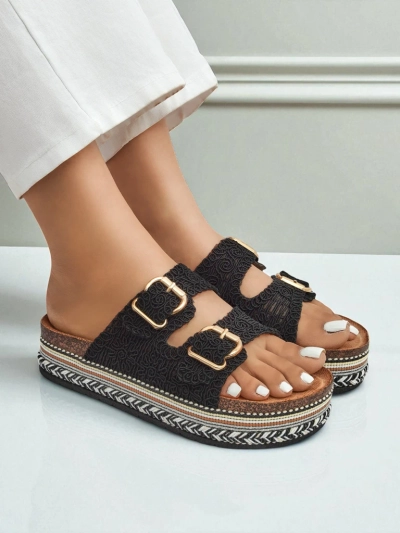 Royalfashion Женские сандалии на платформе с пряжками CorkStyle