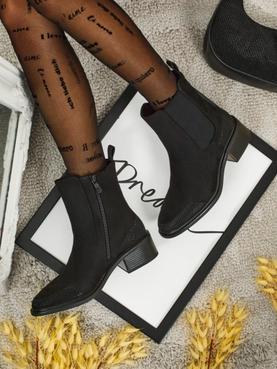 Ботильоны женские из эко-замши, украшенные цирконами TangleMist