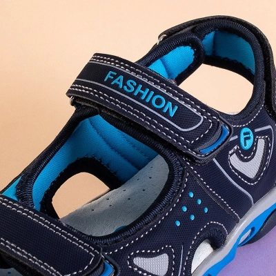 OUTLET Children's navy blue Qursi velcro sandals - Footwear