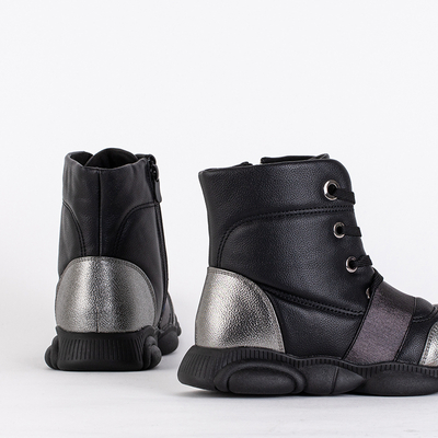 Black children's boots with silver inserts Kaliaso - Footwear