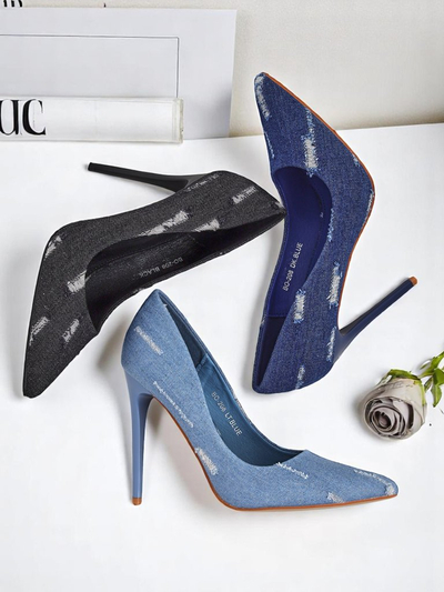 Royal Fashion Women's Denim Chic Stiletto Pumps