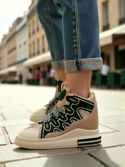 Royalfashion High women's sports shoes with hidden wedge Oblaffi