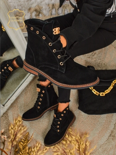 Ботинки женские Aurelia Romano из натуральной замши – коричневые, с мехом