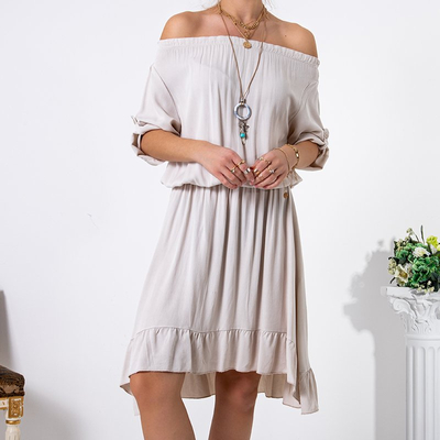 Women's beige asymmetrical dress a'la spanish - Clothing