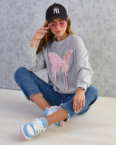 Royalfashion Sieviešu kokvilnas džemperis ar plānu apdruku