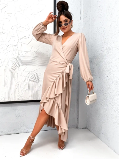 Платье миди Royalfashion для женщин с рюшами