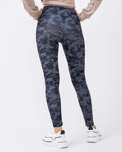 Dark gray patterned high-waisted leggings - Clothing