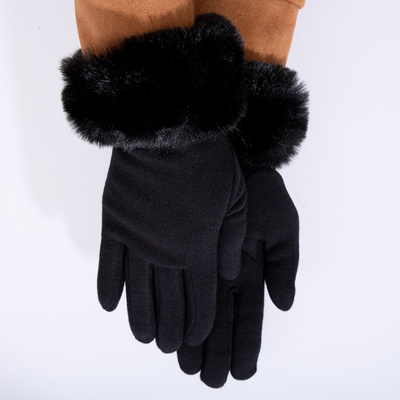 Black ladies gloves with a soft finish - Accessories