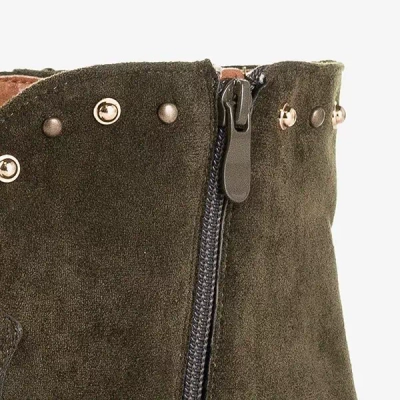 OUTLET Dark green cowboy boots on a wedge Brenna - Shoes