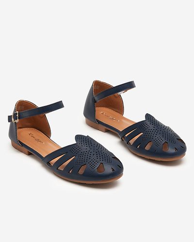 Navy blue women's sandals with flat heels Miankas - Shoes