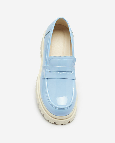 Royalfashion Blue lacquered moccasins for women Noppel