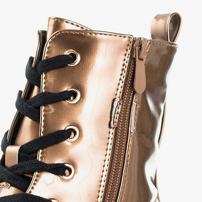 Ladies' gold lacquered Minna Workers - Footwear