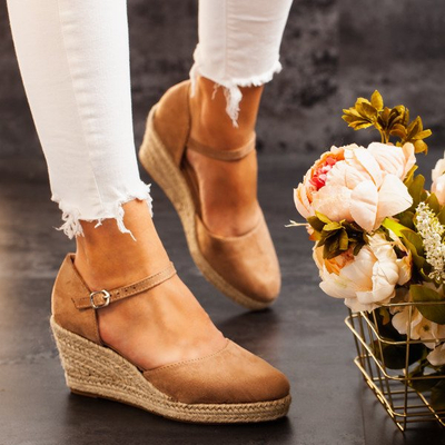 Light brown espadrilles on wedges Chia - Footwear 1