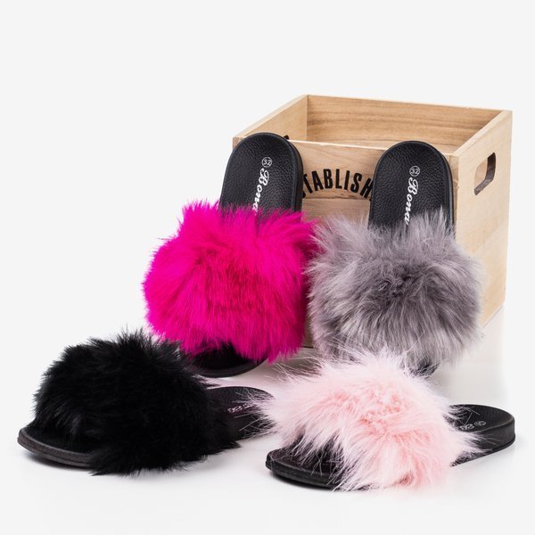 Pink children's slippers with fur Miaue - Footwear 1