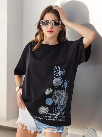 Royalfashion Sieviešu kokvilnas T-kreklis ar druku