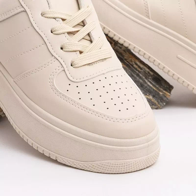 OUTLET Beige women's sports shoes on the Silvina platform - Footwear