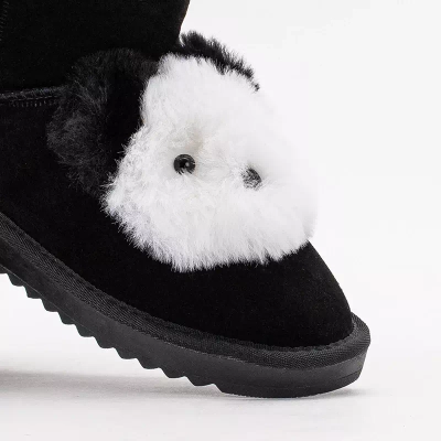 OUTLET Black women's snow boots with a plush Narsuel - Footwear