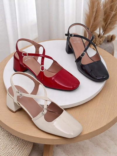 Royal Fashion Women's Lolita Low-Heeled Pumps with Decorative Straps