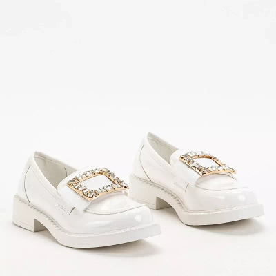 OUTLET White women's shoes with Iolara crystals - Footwear