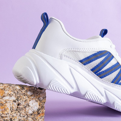 White and blue sports sneakers for women Justar - Footwear