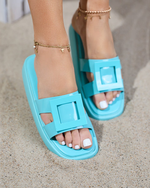 Мятные женские тапочки с орнаментом Zegor - Обувь