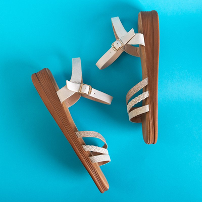 Beige women's sandals with glitter Melox - Shoes