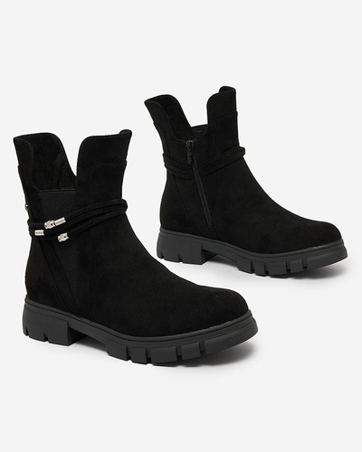 Royalfashion Black women's boots with decorative strap Dafflo