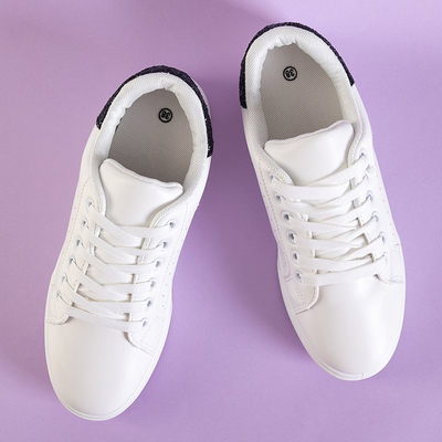 Women's white sports sneakers with a black inset Brasqe - Footwear