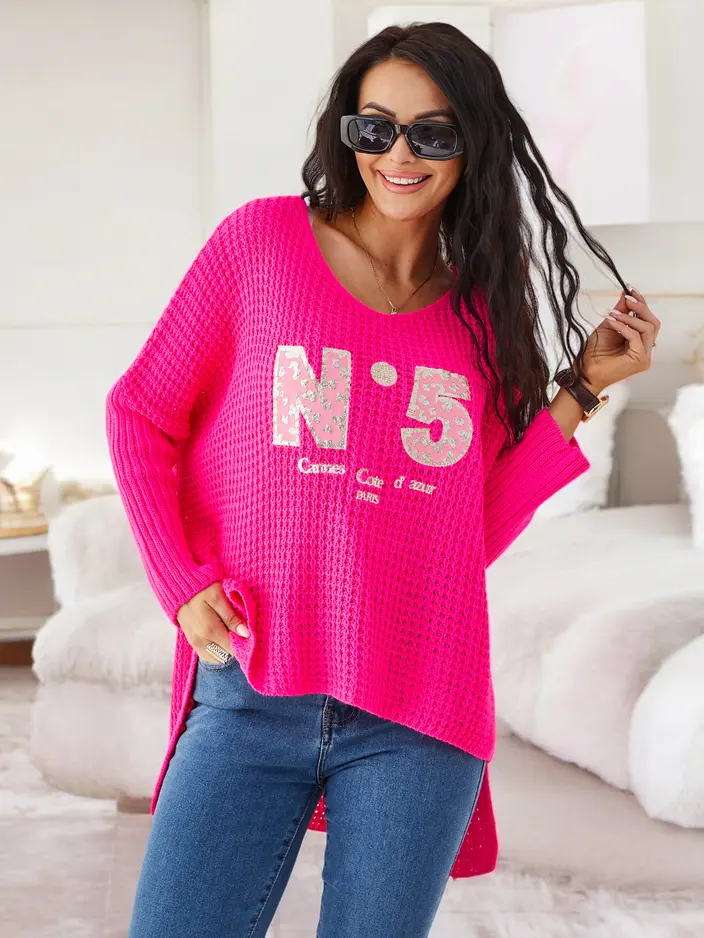 Женский вязаный свитер Royalfashion из акрила с надписями