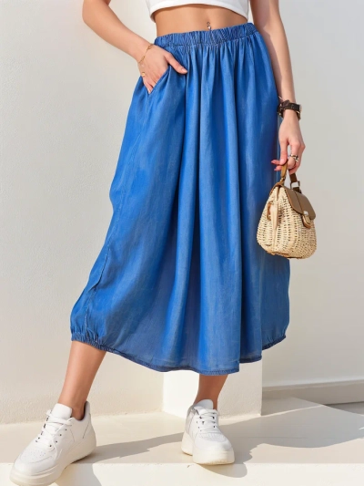 Royalfashion Sieviešu midi svārki, kas atgādina džinsu