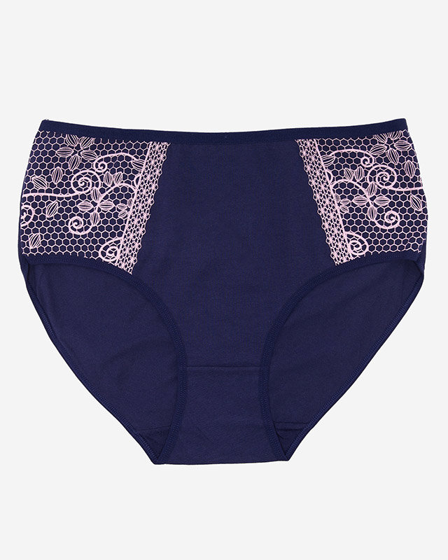 Tumši zilas kokvilnas sieviešu biksītes ar rakstu PLUS SIZE - Apakšveļa
