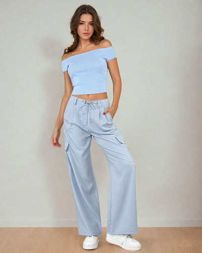 Royalfashion Sieviešu platās bikses ar kabatām