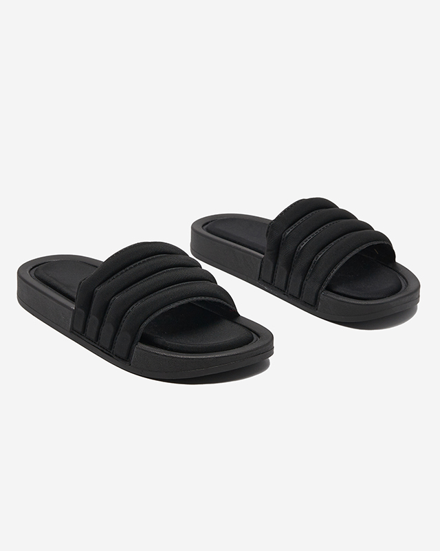 Sieviešu svītrainās čības melnā krāsā Lenira - Apavi