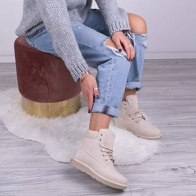 OUTLET Be Happy, beige, insulated hiking boots - Footwear