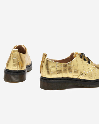 Gold women's shoes with Seniri embossing - Footwear