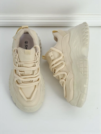 Women's beige Athenia sneakers made of eco-leather on a 6.5 cm platform