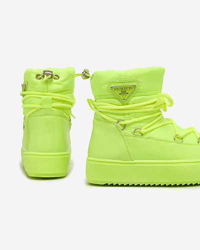 Royalfashion Детские сапоги-скороходы a'la snow boots неоново-желтого цвета Asifa