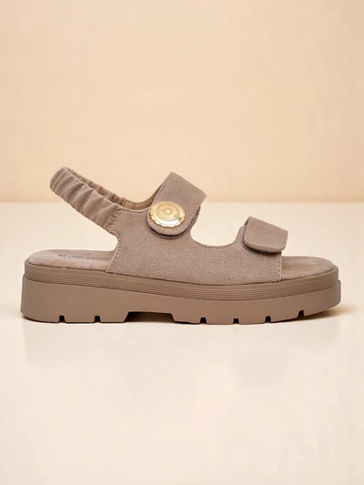 Royalfashion Callista women's beige suede platform sandals