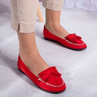 Red loafers on a flat Sinsej sole - Footwear