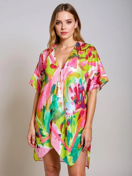 Royalfashion Pareo - Sieviešu vasaras pludmales tunika ar rakstainu dizainu Wild Coast