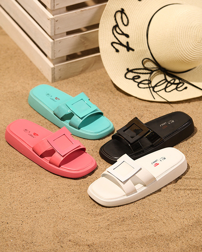 Women's mint slippers with Zegor ornament - Footwear