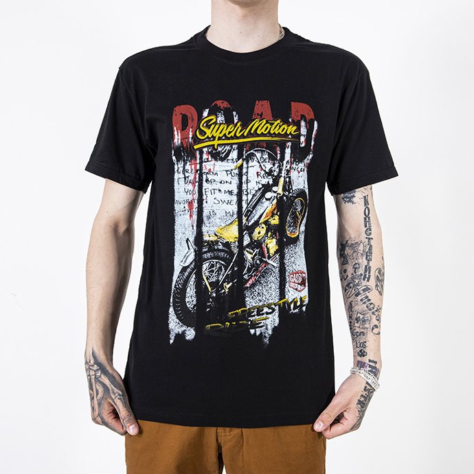 Men's black cotton t-shirt with print - Clothing
