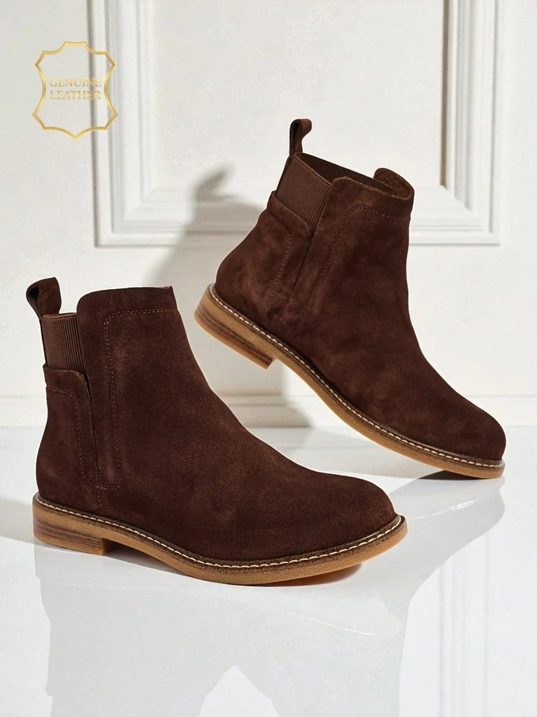 Cuoio Elegante: Brown Suede Ankle Boots for Stylish Women