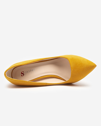 OUTLET Yellow women's pumps with eco suede on a stiletto Veneci - Shoes