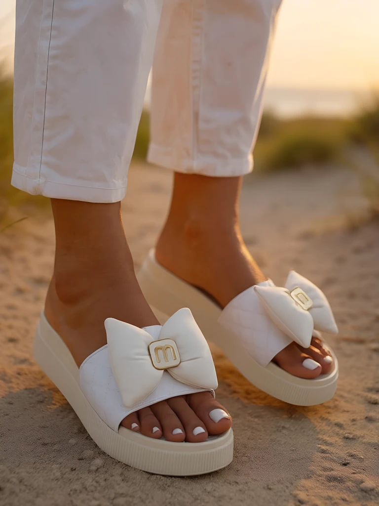 Royalfashion Women's platform flip-flops with a bow Mivo Jump