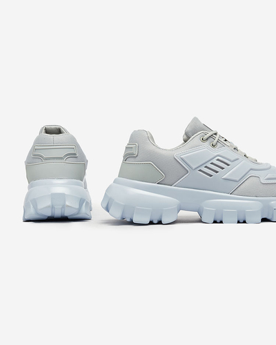 Royalfashion Gray-blue fabric sports sneakers for men Lamkim