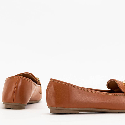 OUTLET Brown women's moccasins with Pyolens decoration - Footwear