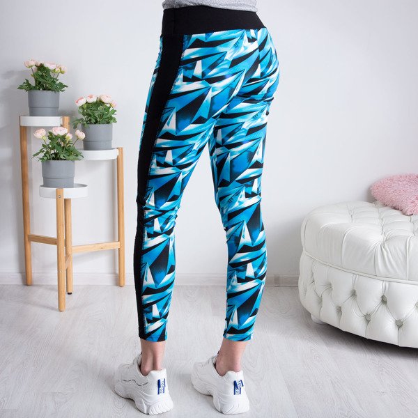 Blue leggings with a geometric pattern - Pants 1