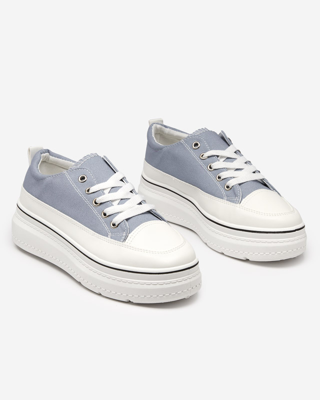 OUTLET Blue and gray women's sneakers on the Veritar platform - Footwear
